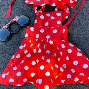 Red Polka Dot Dress with Sunglasses